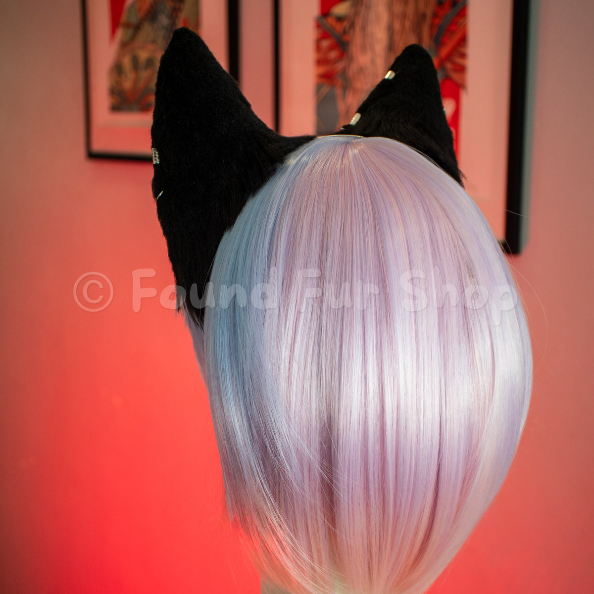 "Billie" - Black and Green Cat Ears
