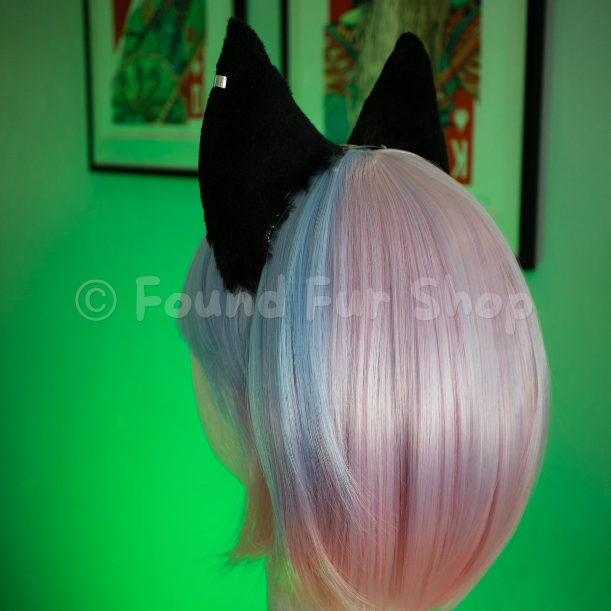 "Misha" - Black and Red Cat Ears