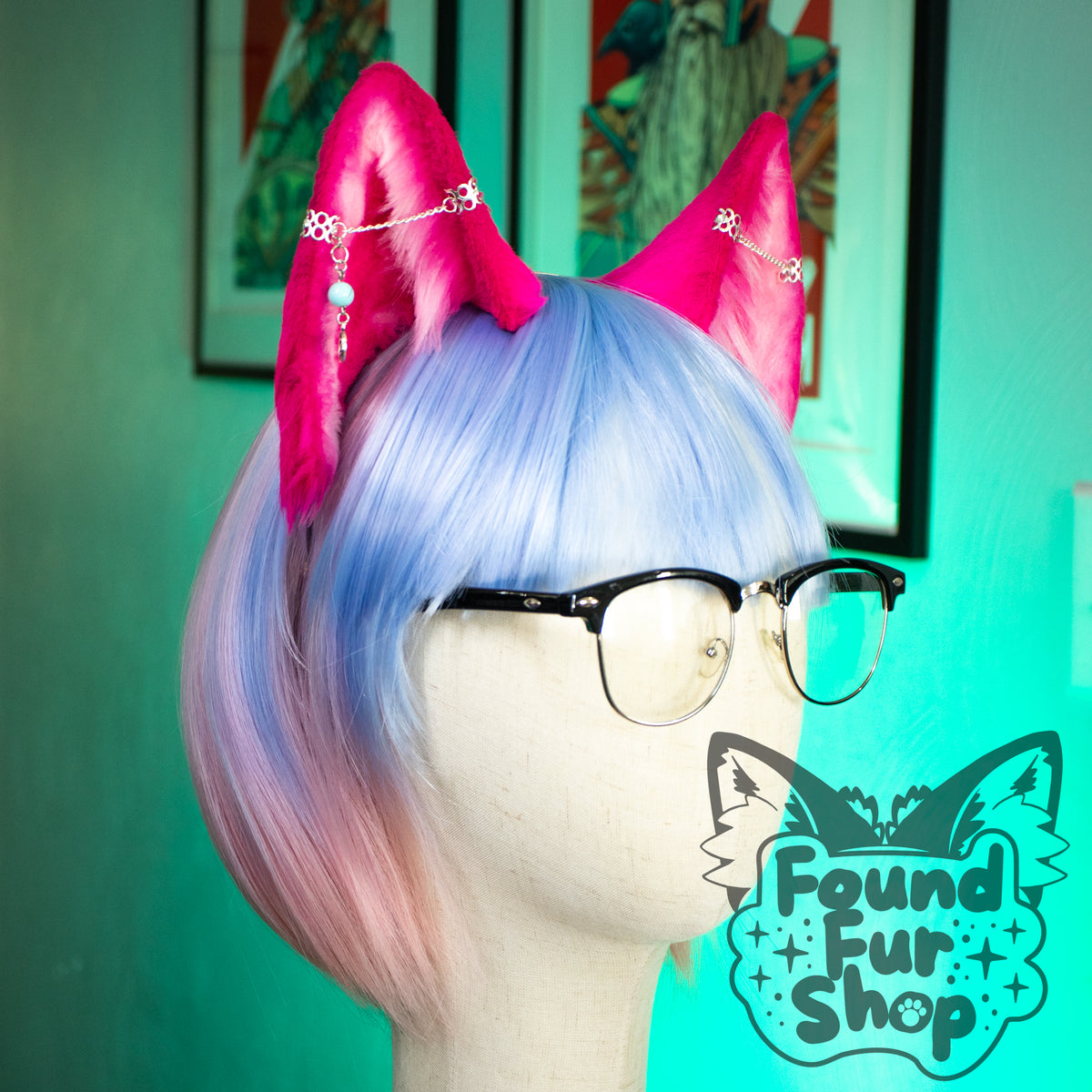 "Feyre" - Bright Pink and White Cat Ears