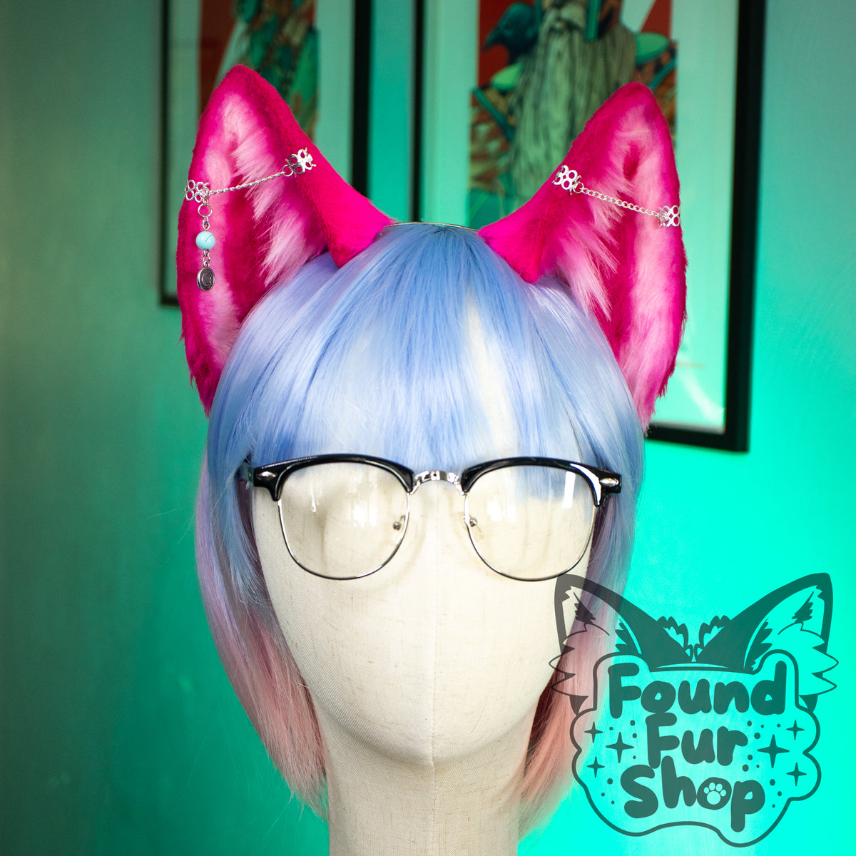 "Feyre" - Bright Pink and White Cat Ears