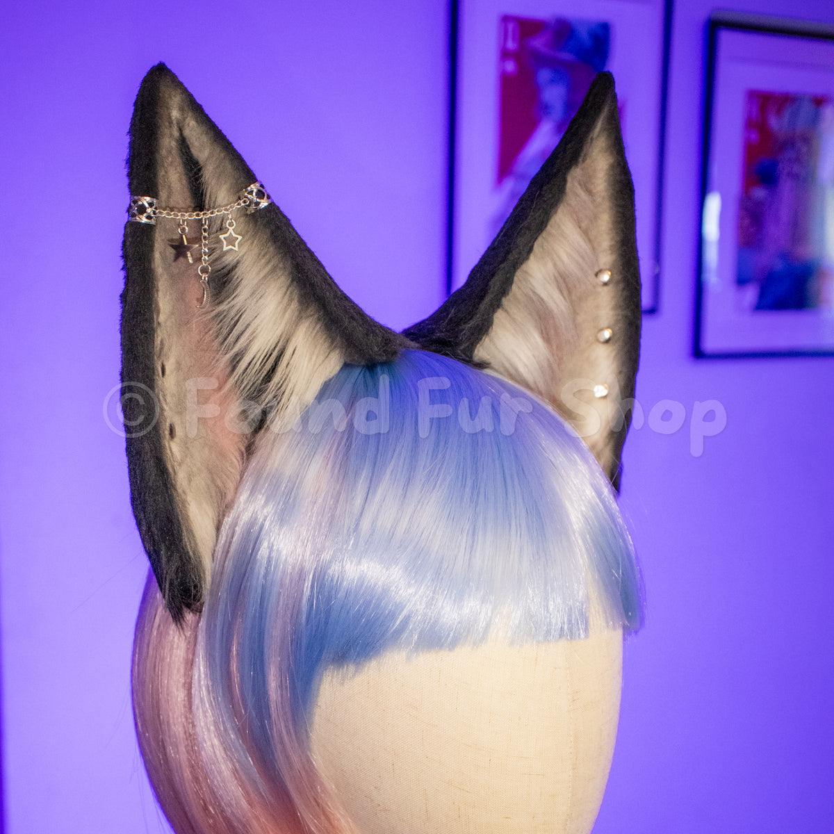 "Danika" - Black and Gray Wolf Ears