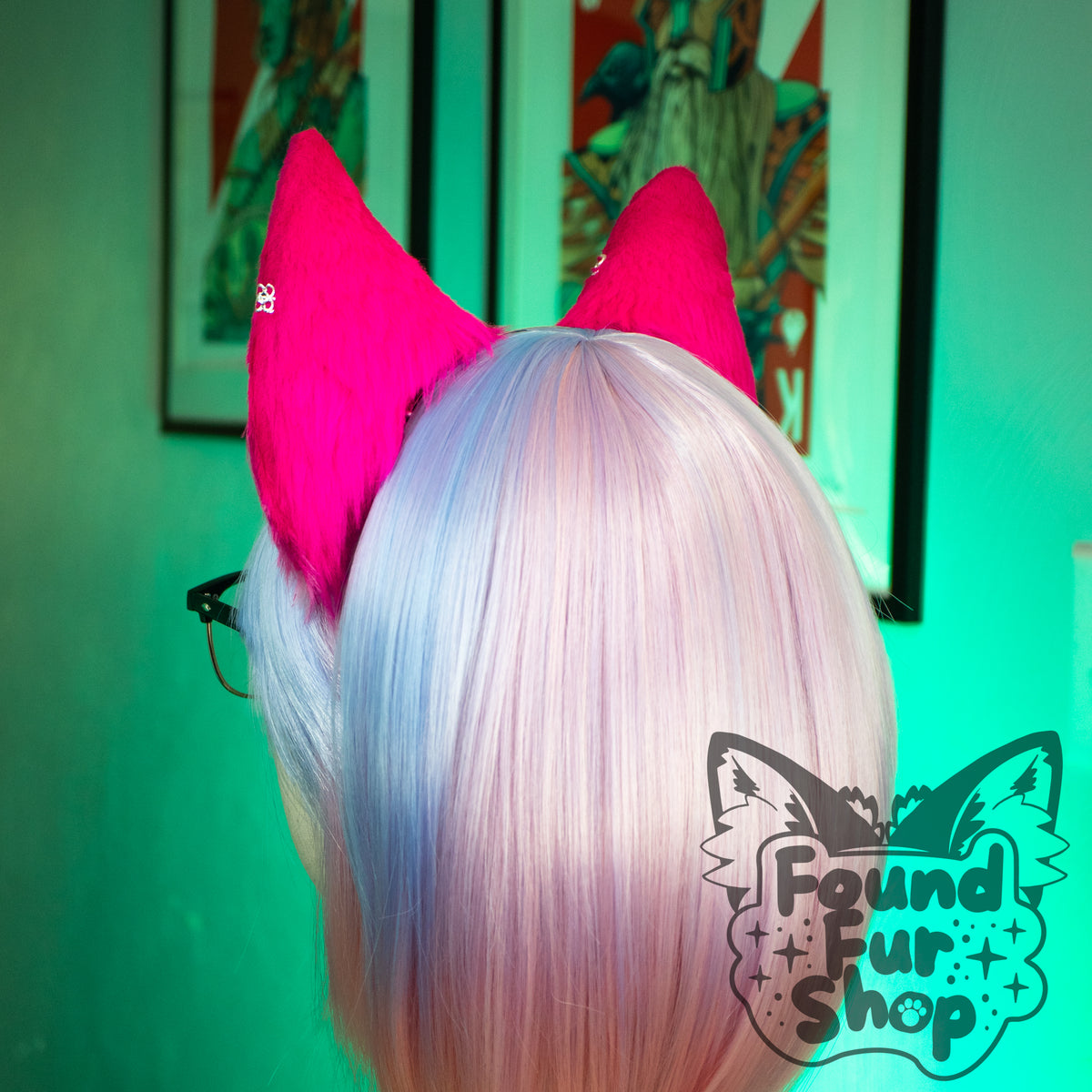 "Feyre" - Bright Pink and White Cat Ears