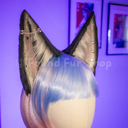 "Danika" - Black and Gray Wolf Ears