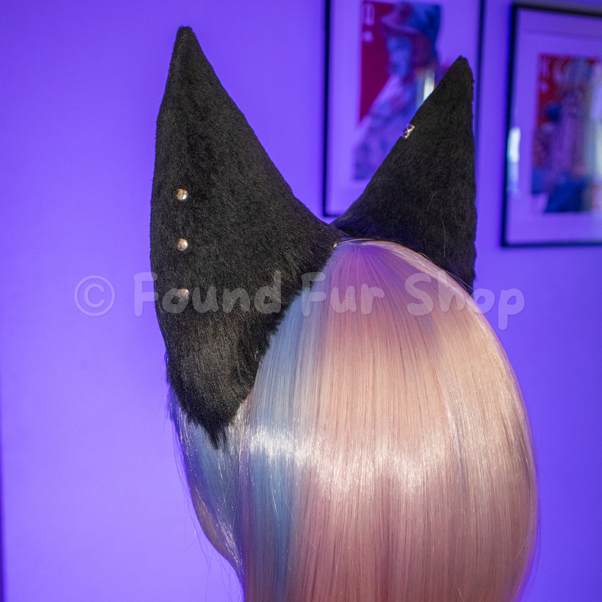 "Danika" - Black and Gray Wolf Ears