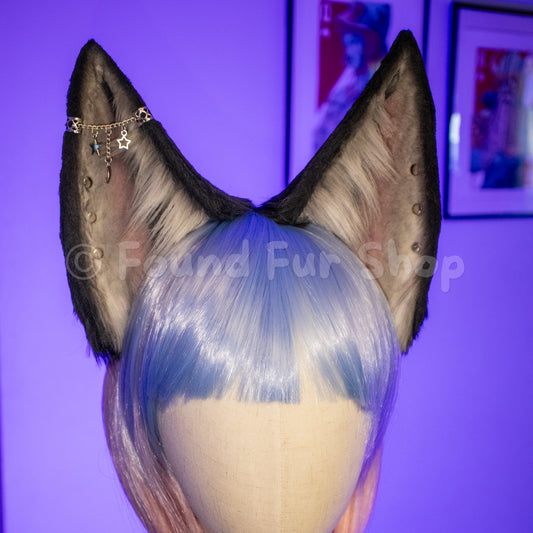 "Danika" - Black and Gray Wolf Ears