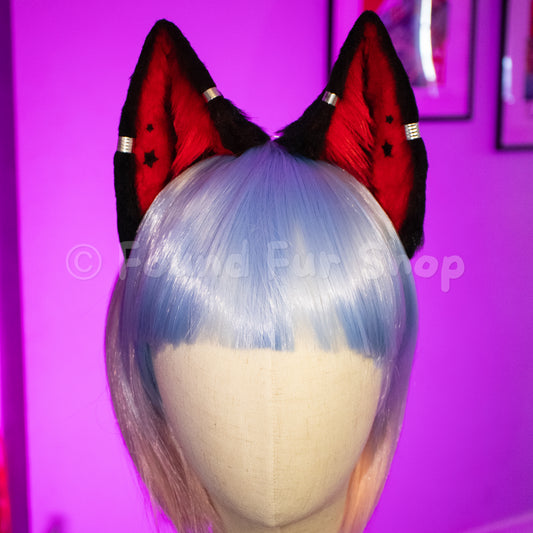 "Lilith" - Black and Red Cat Ears
