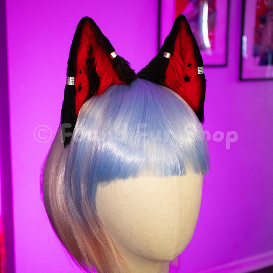 "Lilith" - Black and Red Cat Ears