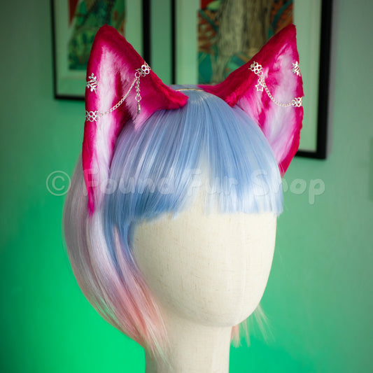 "Feyre" - Bright Pink and White Cat Ears